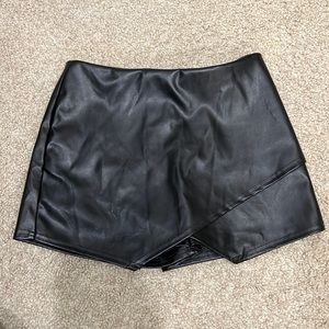 Blue Blush Black Leather Skort